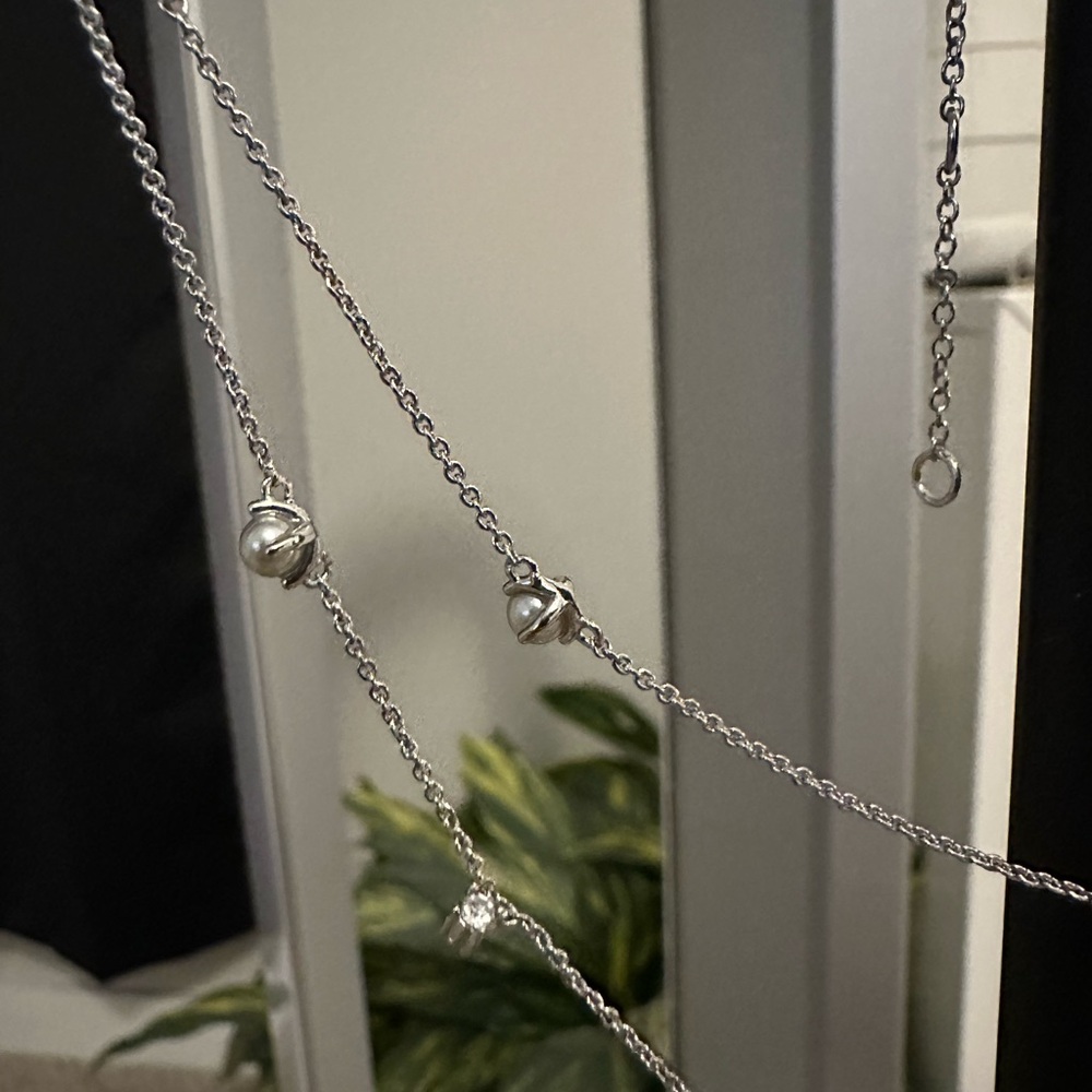 Silver Double Layer Necklace - Picture 3 of 5